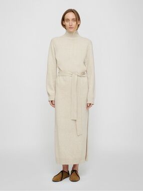 Nanushka Beige Ribbed Turtleneck Long Sleeve Dress